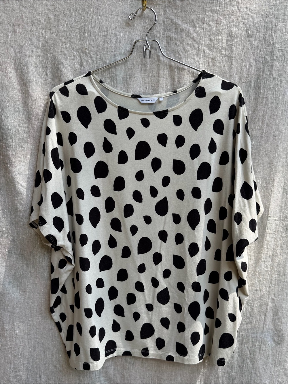 Marimekko Cream Top with Black Spot Print